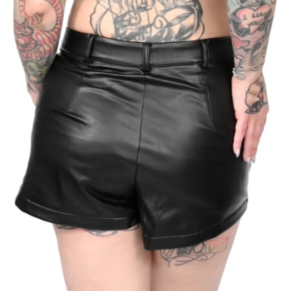 Foxblood Faux Leather Shorts Pockets Black Small - Picture 2 of 6